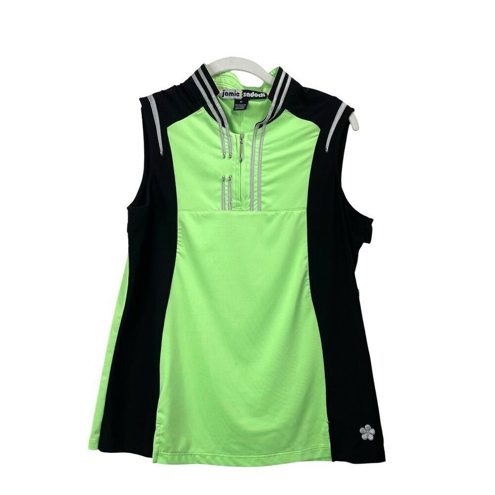Jamie Sadock Size M sleeveless golf tennis top color block black neon green